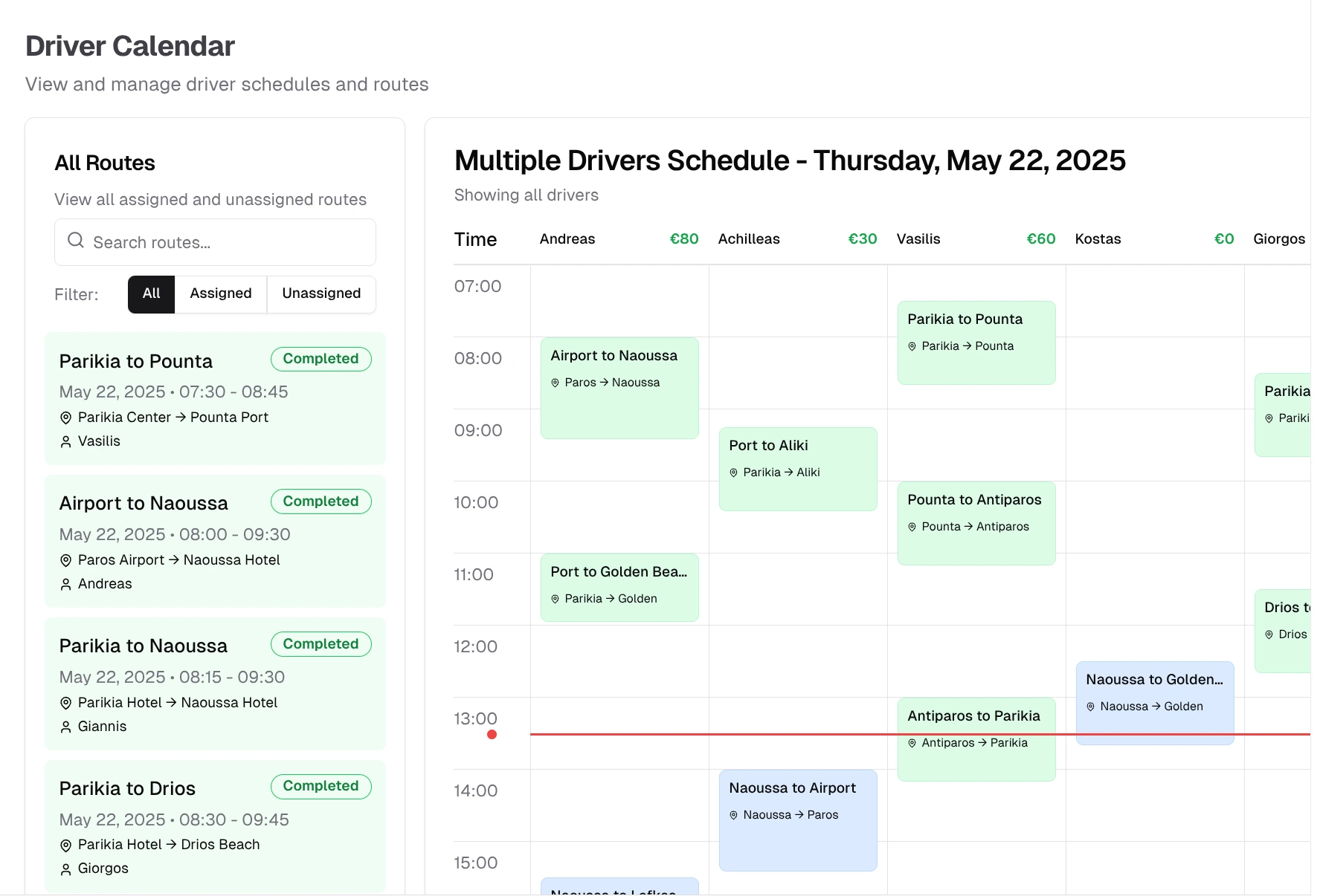 Ridebly Driver Calendar